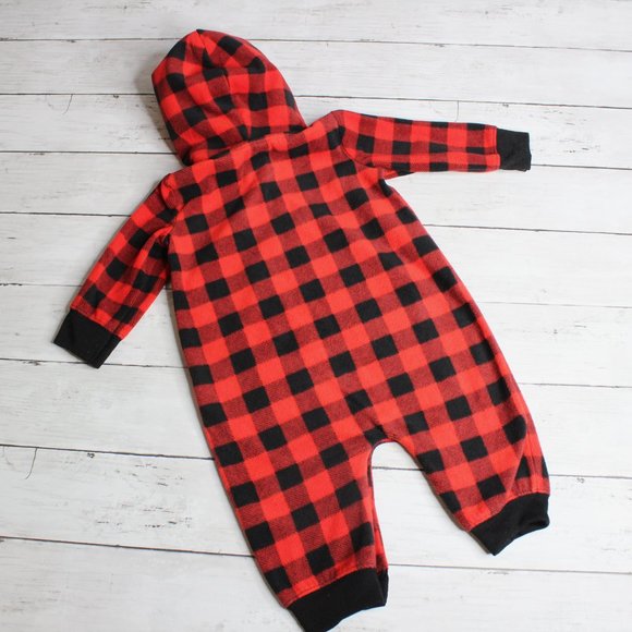 Baby Boy Size 6 Months Red Buffalo Plaid Jumpsuit - Picture 3 of 3